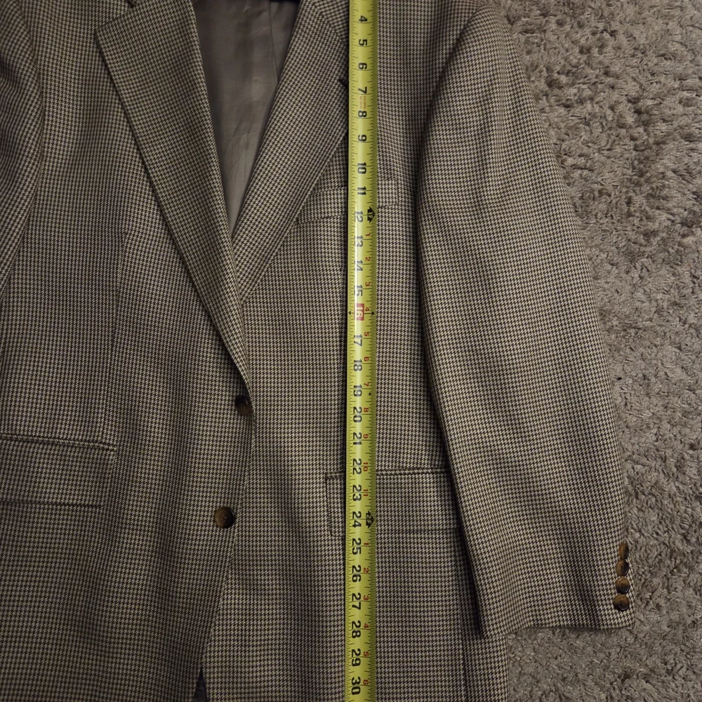 Chaps‎ Ralph Lauren Men's Tan Houndstooth Blazer Size 44 TALL